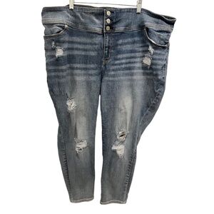 Lane Bryant Plus Size Distressed High Rise Legging Flex Waistband 24 Petite